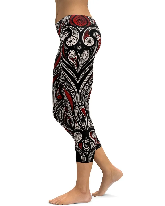 Ornament Pattern Capris Monochromatic All - in - one