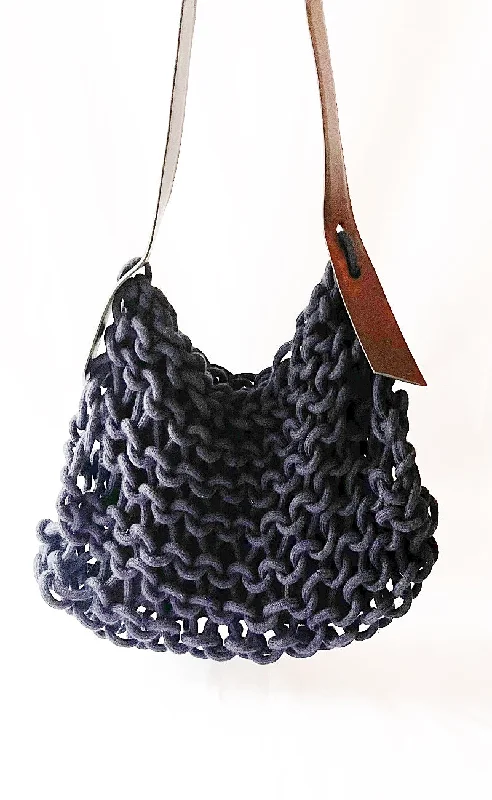 Alia Cashmere Woven Bag, Navy Classic Women's Pin - striped