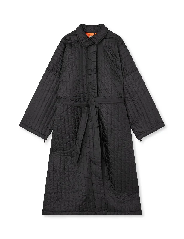 Quilt Ruler Coat, Black Trendy Women's Oversized