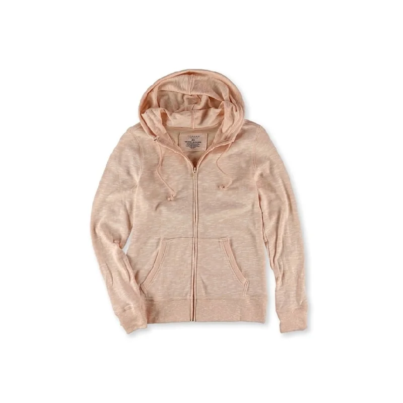 SONOMA life+style Womens Slubbed Zip Up Hoodie Sweatshirt, Orange, X-Small European