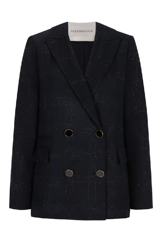 Boxy Double Breasted Wool Blazer Cool Women's Skate