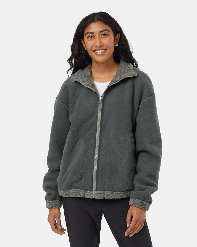 Recycled Boucle Reversible Full Zip Polished Women's Silk