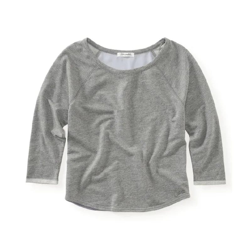 Aeropostale Womens Scoop Crew Sweatshirt, Grey, Medium Country
