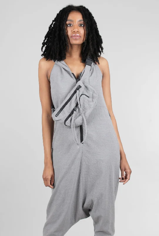 Karro Jumpsuit, Stone Gray Dapper Women's Bow - adorned