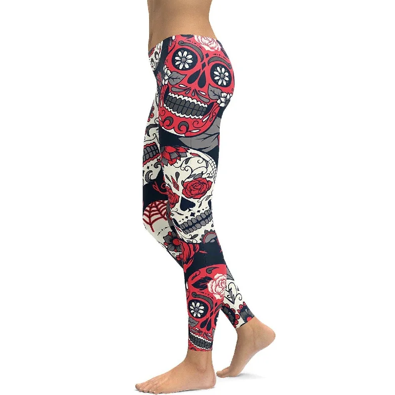 Pink Sugar Skull Leggings Sporty Women's Athleisure 