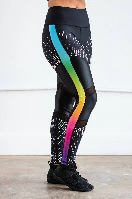 Legendary Legging in Rainbow Crystal Burst Stylish Women's Neon