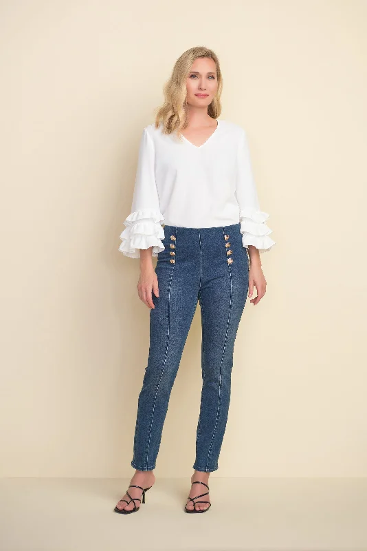 Joseph Ribkoff High Waisted Button Denim Minimalist Women's Casual