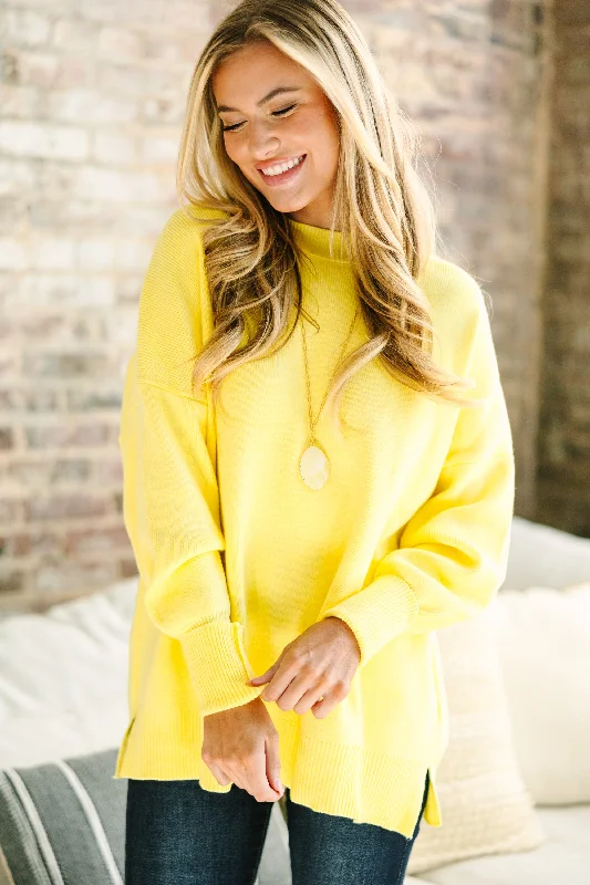Perfectly You Yellow Mock Neck Sweater Country