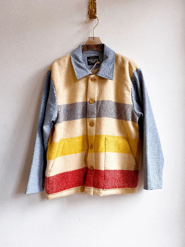 Denim w/ Red, Yellow, & Blue Stripes Heritage Utility Jacket British Gentlewoman Style