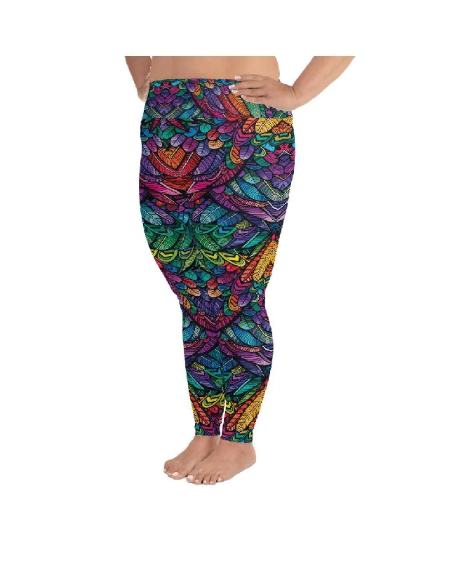 Colorful Feathers Plus Size Leggings Refined Women's 