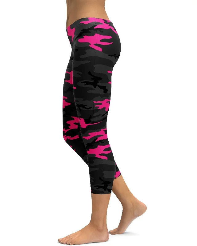 Dark Pink Camo Capris Earthy Women's Hemp - based