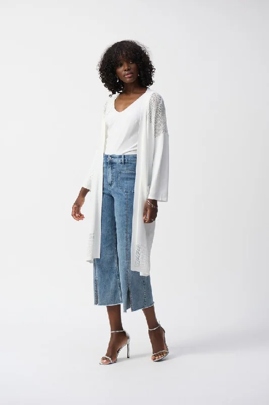 Joseph Ribkoff Vintage Blue Culotte Jeans With Embellished Front Seam Feminine Women's Style Joseph Ribkoff Vintage Blue Culotte Jeans With Embellished Front Seam Feminine Women's Style