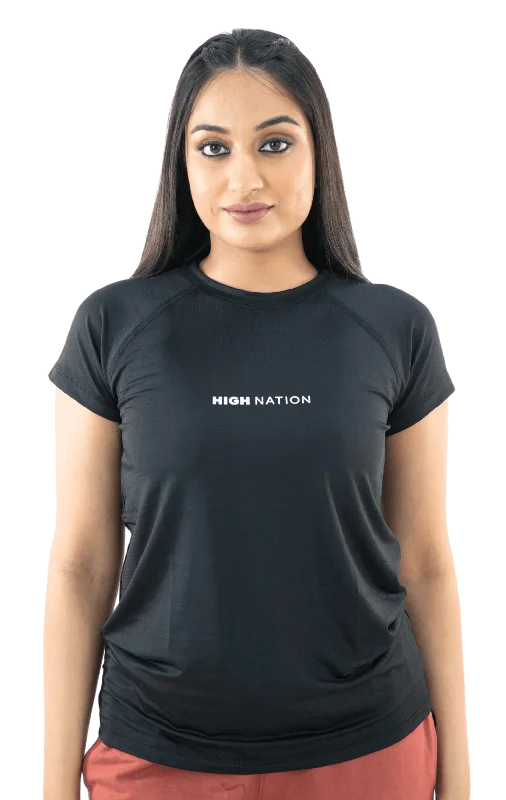 SOuLL Active Black Half Sleeves T-Shirt Sleek Women's 