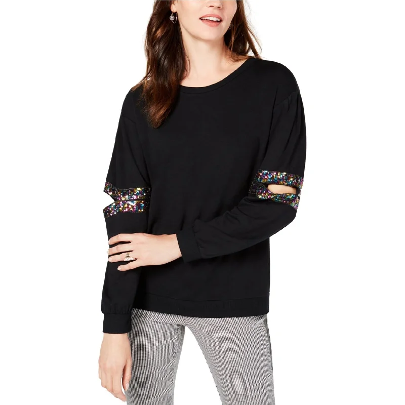 I-N-C Womens Sequined Cut Out Sweatshirt Modern Women's 