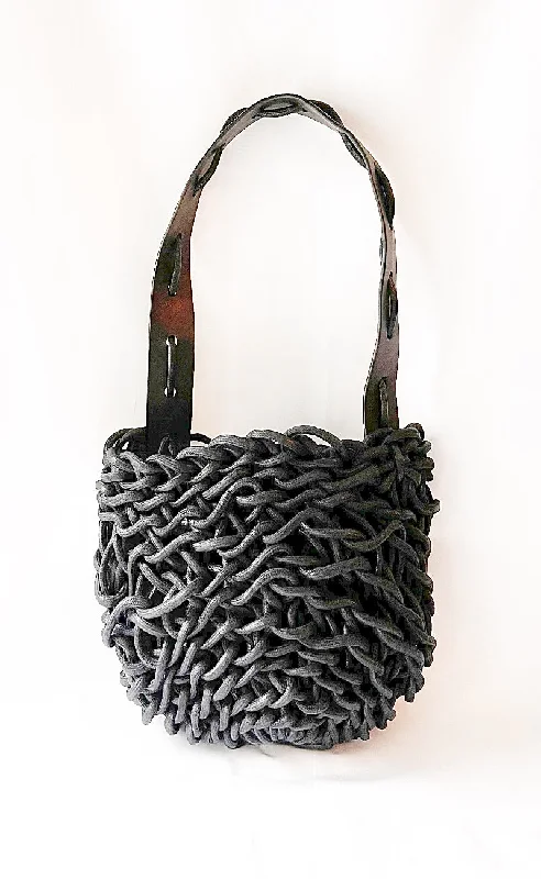 Naira Woven Shoulder Bag, Navy Adventure