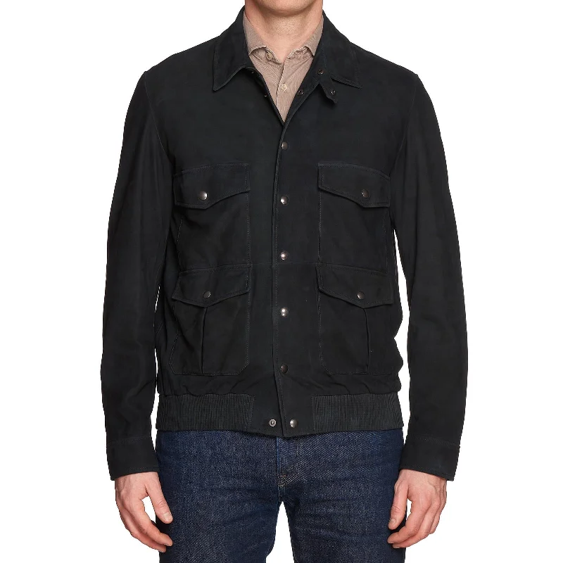 BOTTEGA VENETA Black Sheepskin Suede Leather Flight Bomber Jacket EU 50 NEW US M purpose