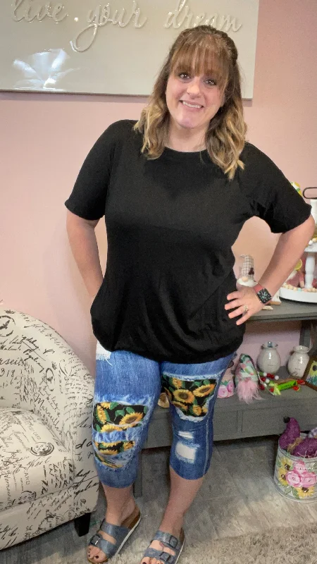Sunflower Patched Capri Legging Cashmere