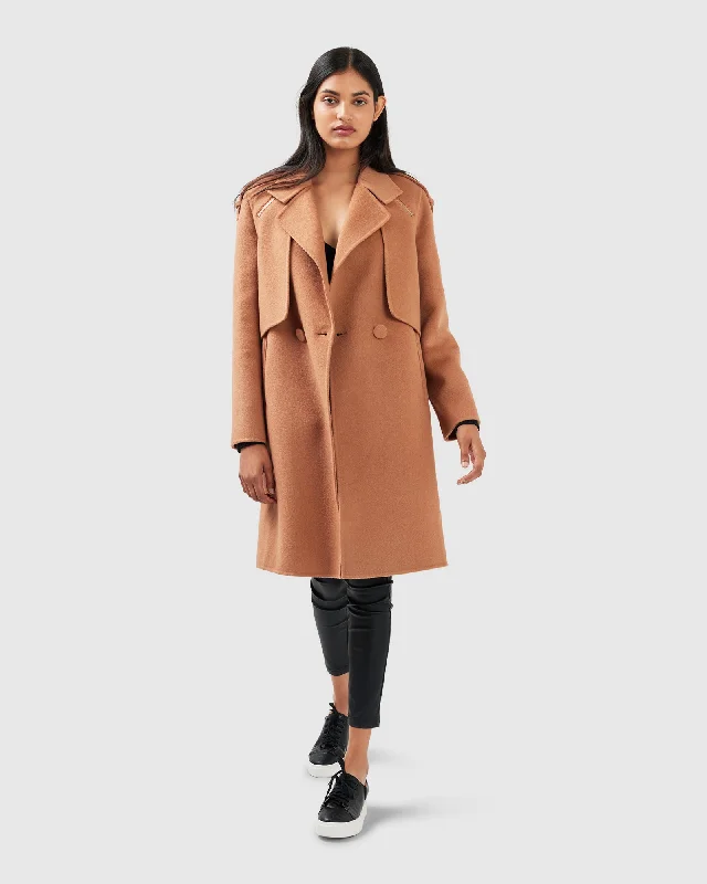 Palm City Wool Blend Coat - Camel Dynamic Women's Moto