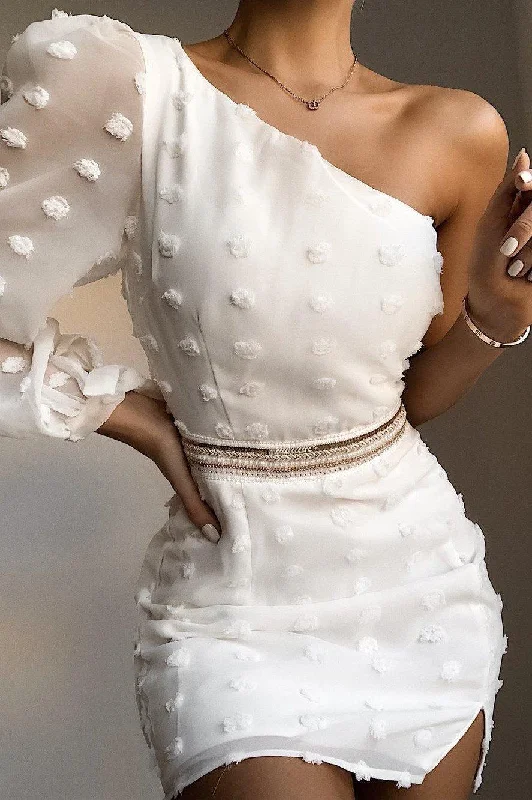 Alira Mini Dress - White Casual Women's Loose - fitting