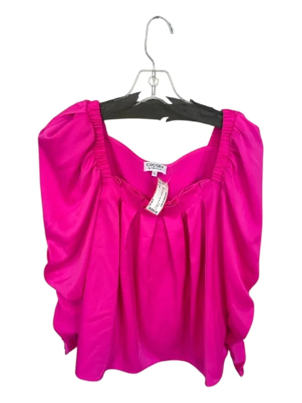 Crosby Size S Hot pink Polyester Long Sleeve Top Sharp Women's Italian