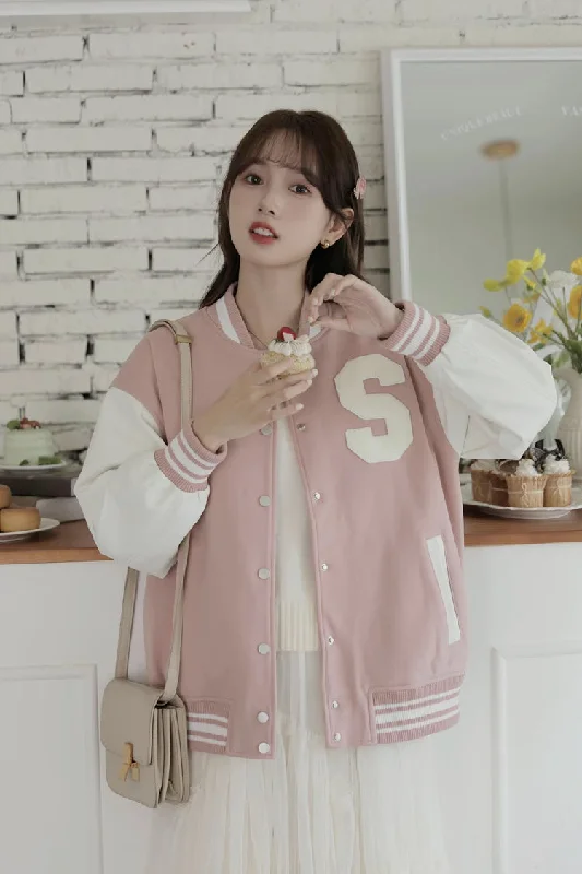 Letterman Baseball Jacket (2 Colors) Sporty Women's Athleisure 