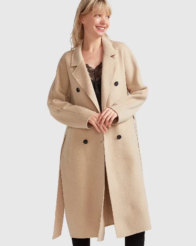 Boss Girl Double-Breasted Lined Wool Coat - Pale Oat Confident Women's High - fashion