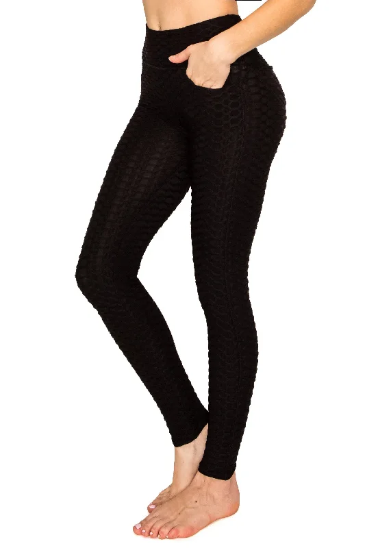 Textured 3D Booty Yoga Pants - High Waist Compression Slimming Butt Lift Solid Leggings Bold Women's Animal Print