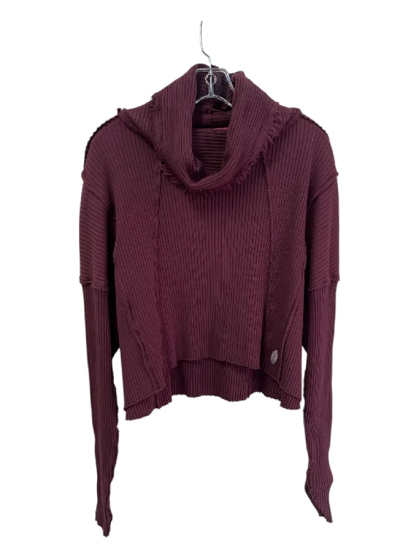 Free People Movement Size S Merlot Cotton Turtle Neck Long Sleeve Ribbed Top Bold Women's Animal Print Free People Movement Size S Merlot Cotton Turtle Neck Long Sleeve Ribbed Top Bold Women's Animal Print