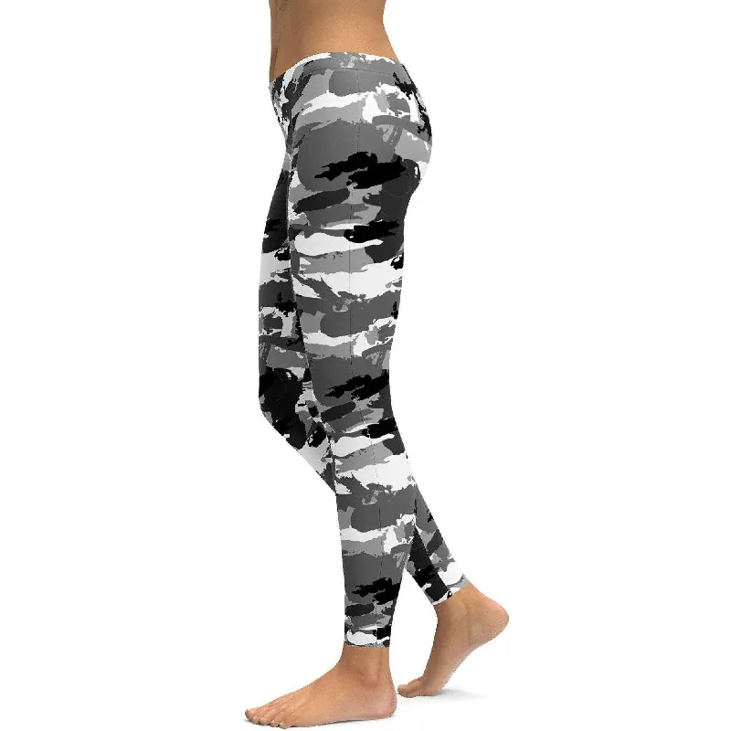 Black & White Camo Leggings Streetwear Style for 