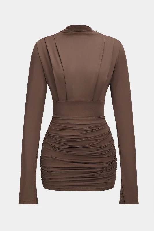 Ruched Long Sleeve Mini Dress Bold Women's Statement