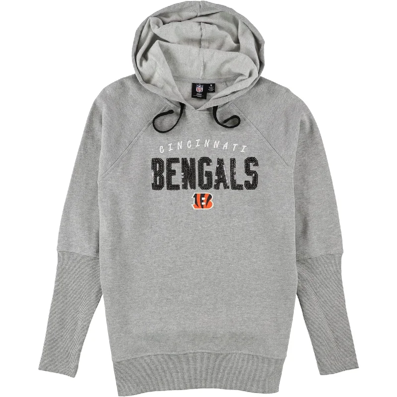 G-III Sports Womens Cincinnati Bengals Hoodie Sweatshirt, Grey, Medium Sleek Women's Metallic