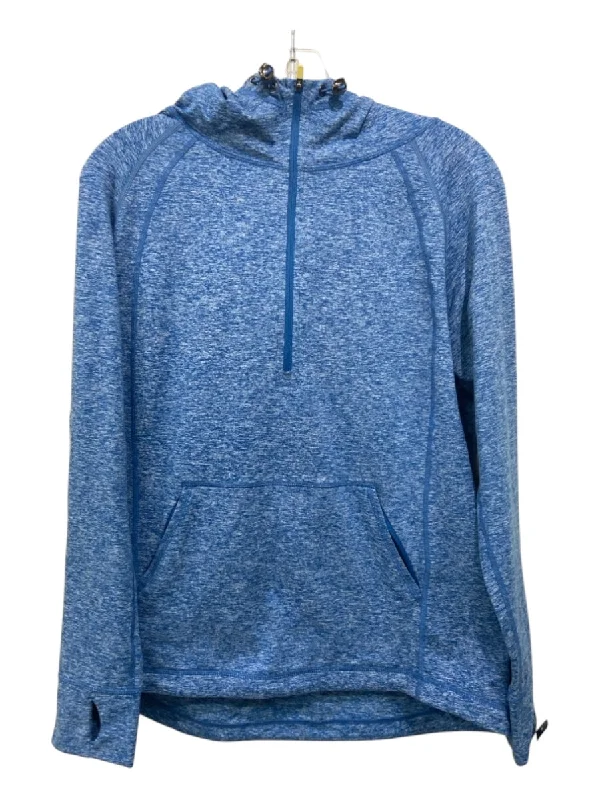 Sweaty Betty Size Medium Royal Blue Polyester Blend Heathered Hood 1/2 Zip Top British Gentlewoman Style