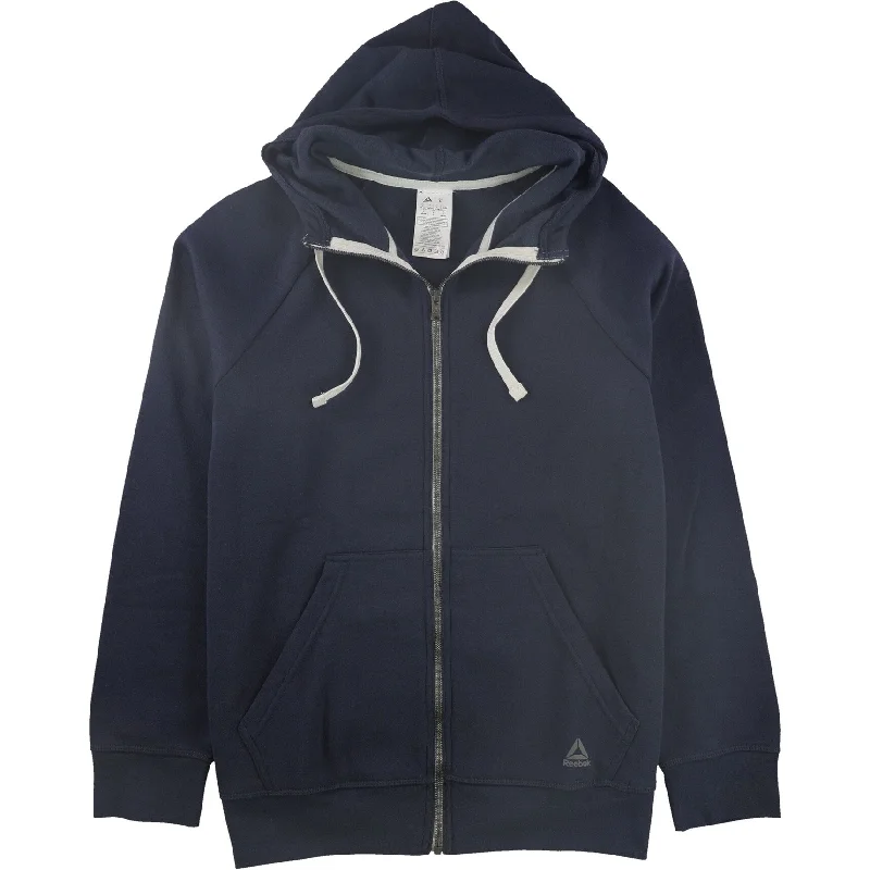 Reebok Womens Solid Hoodie Sweatshirt, Blue, Medium Monochromatic Office Style