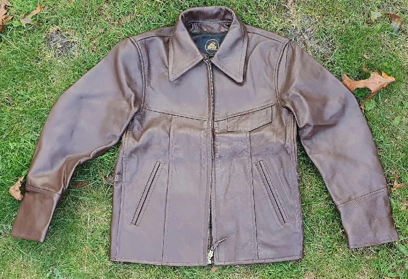 LOST WORLDS Brown Leather Biker Jacket Motorcycle Boy's size M Country