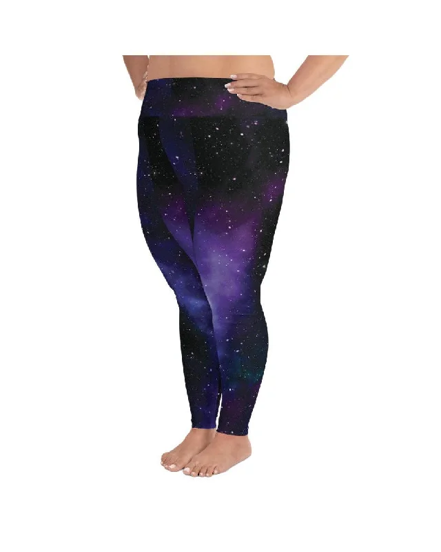 Purple Galaxy Plus Size Leggings Scandinavian