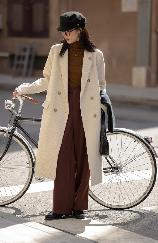 Corduroy Double Breasted Coat (3 Colors) Laid - back Women's Style