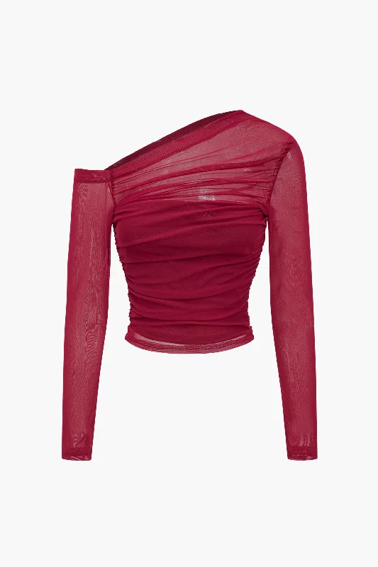 Mesh Asymmetrical Long-Sleeve Top Dynamic Women's Moto