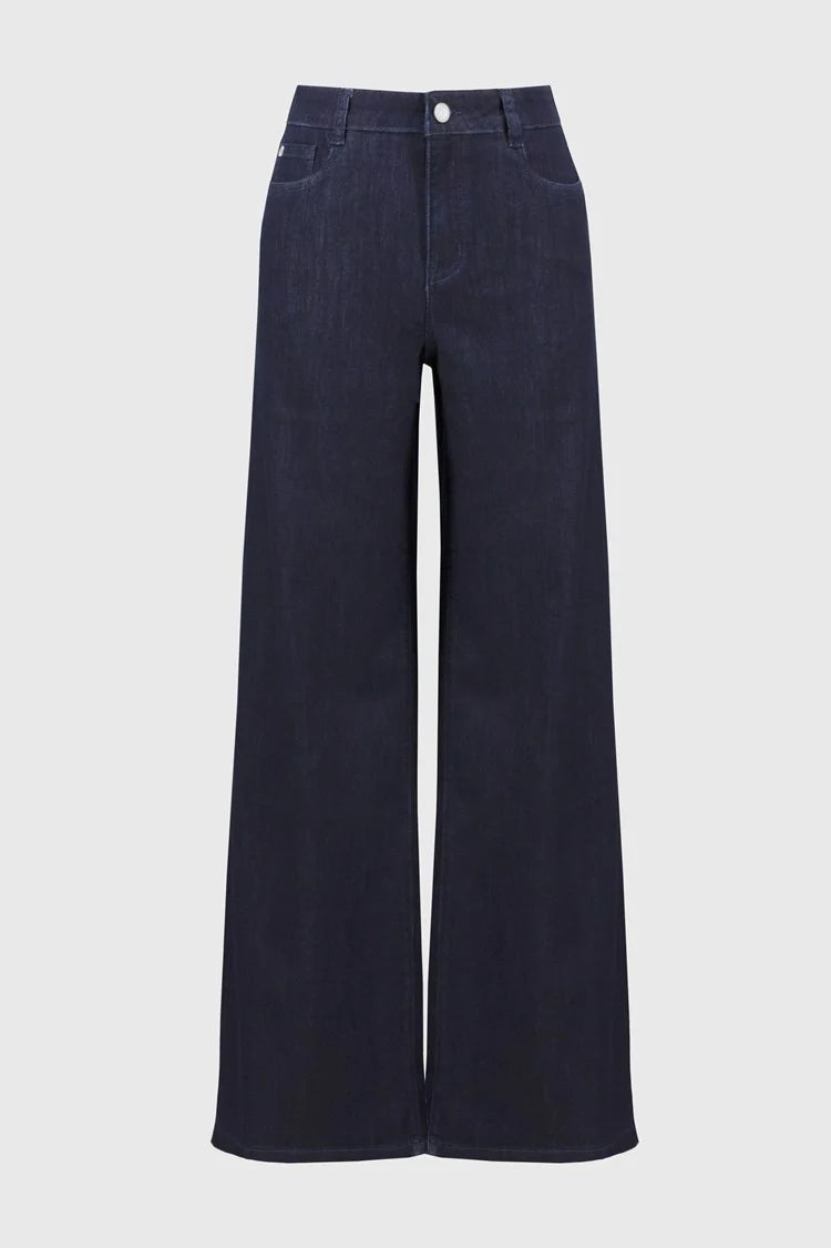 Joseph Ribkoff Dark Denim Goldie | Classic Wide-Leg Stretch Jeans Trendy Women's 