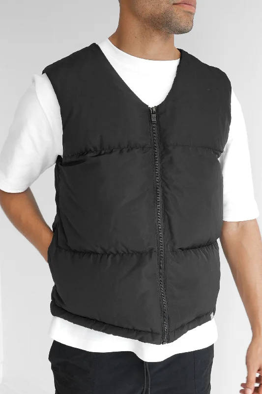 Cropped Puffer Gilet - Black Youthful Women's Anime - inspired