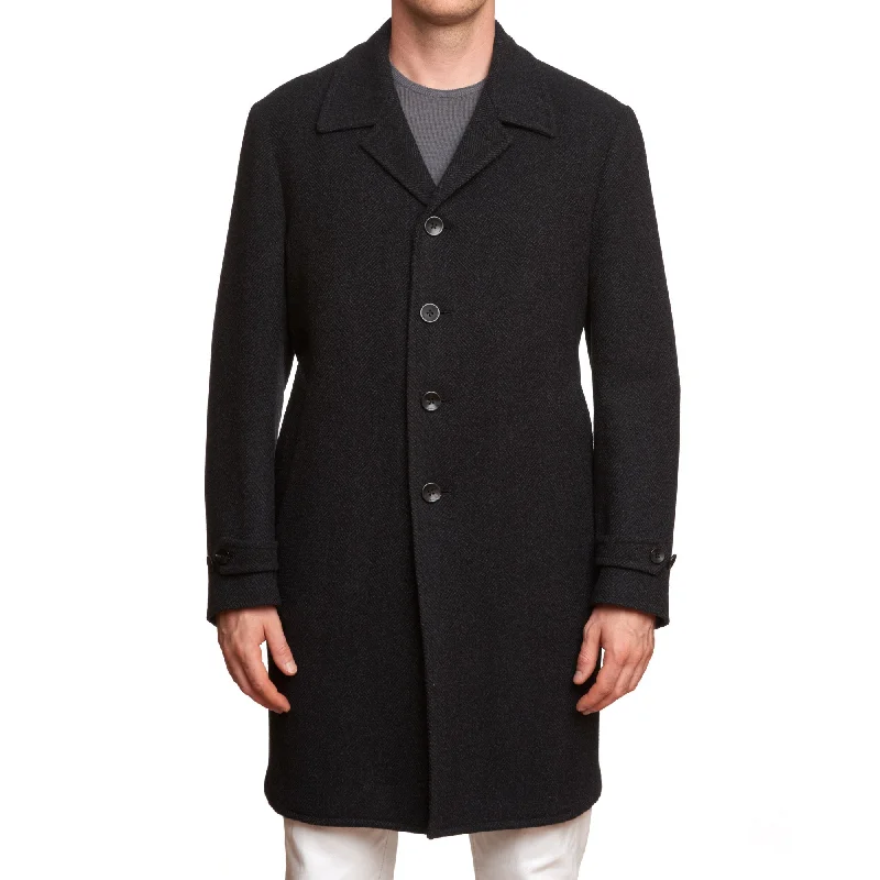 BOGLIOLI Milano Gray Herringbone Virgin Wool-Cashmere Flannel Unlined Coat NEW garde