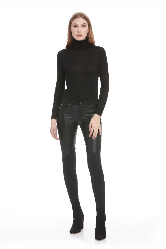 1716BK (Black faux vegan leather jeans only) Dapper Women's 1920S