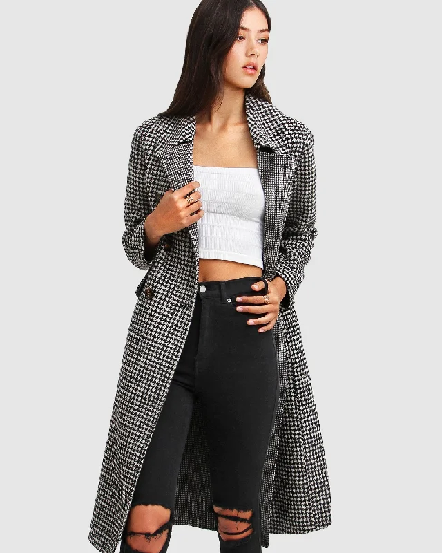 Save My Love Wool Coat - Black & White Check Cozy Women's Sherpa - lined