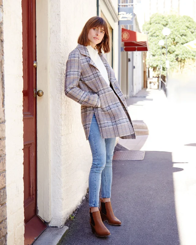 NEW FIT Ex-Boyfriend Wool Blend Oversized Jacket - Oat Plaid Cool Women's Distressed