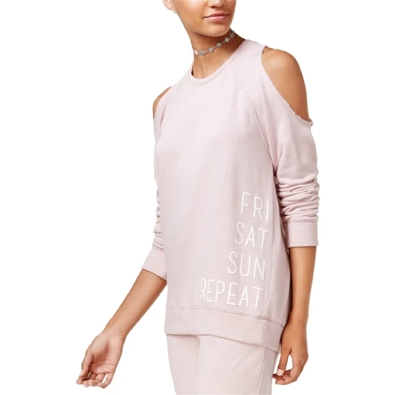 Material Girl Womens Fri Sat Sun Repeat Sweatshirt, Pink, Small Sleek Women's Metallic