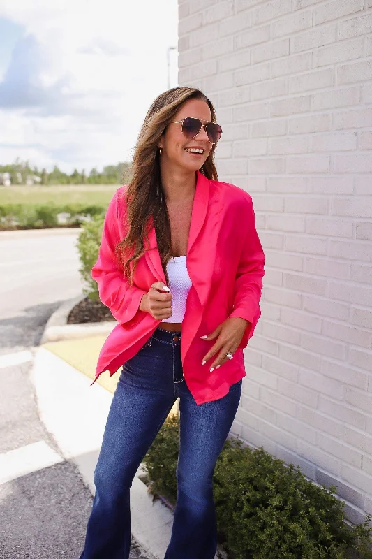 Small Talk Silky Crinkle Woven Blazer Cozy Women's Sherpa - lined