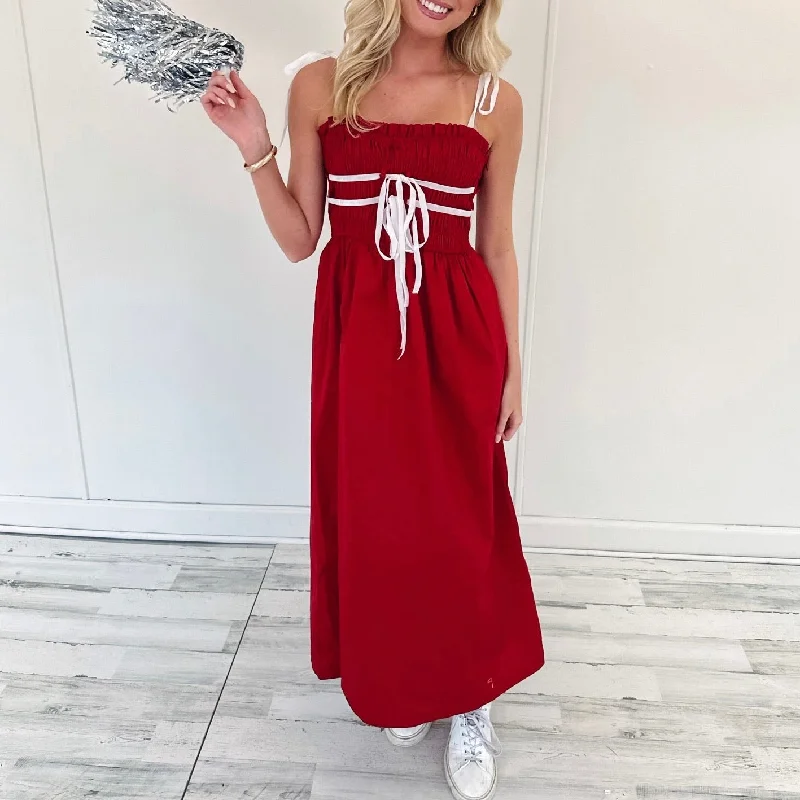 Peyton Dress - Crimson Casual Women's Loose - fitting