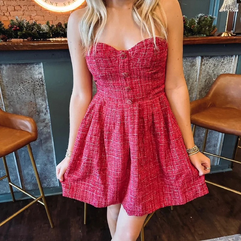 Valerie Tweed Mini Dress - Red British Gentlewoman Style