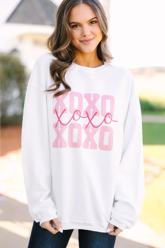 XOXO White Corded Graphic Sweatshirt Hip Women's Urban