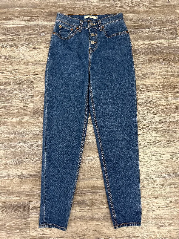 Jeans Straight By Levis In Blue Denim, Size: 00 Hip Women's Retro