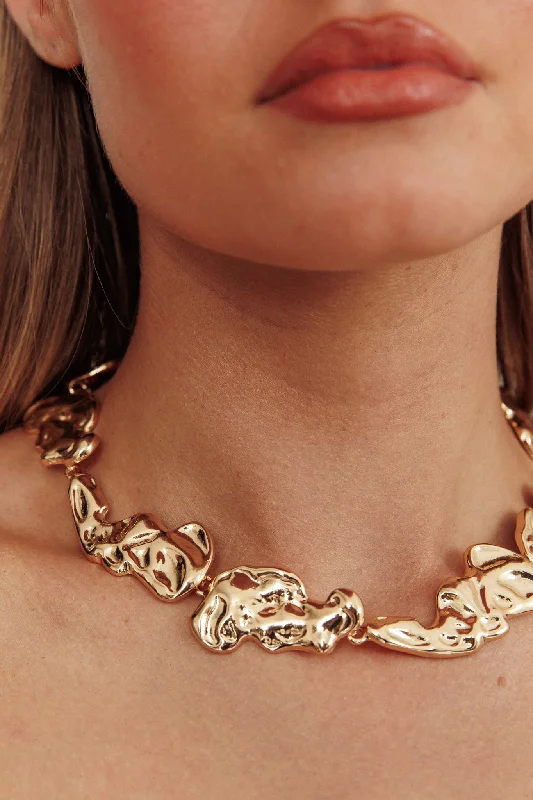 Seronique Textured Necklace Gold Sharp Women's Italian